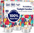 Tea Lights Candles 80 Pack, 4 Hour Palm Wax Tealight Candle Set