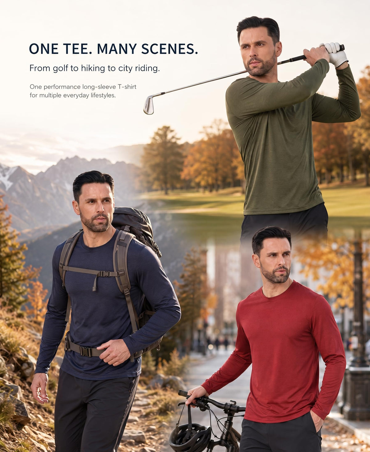 OYGSieg 6/7 Pack Men's Quick Dry Long Sleeve UPF50+ Sun Shirts