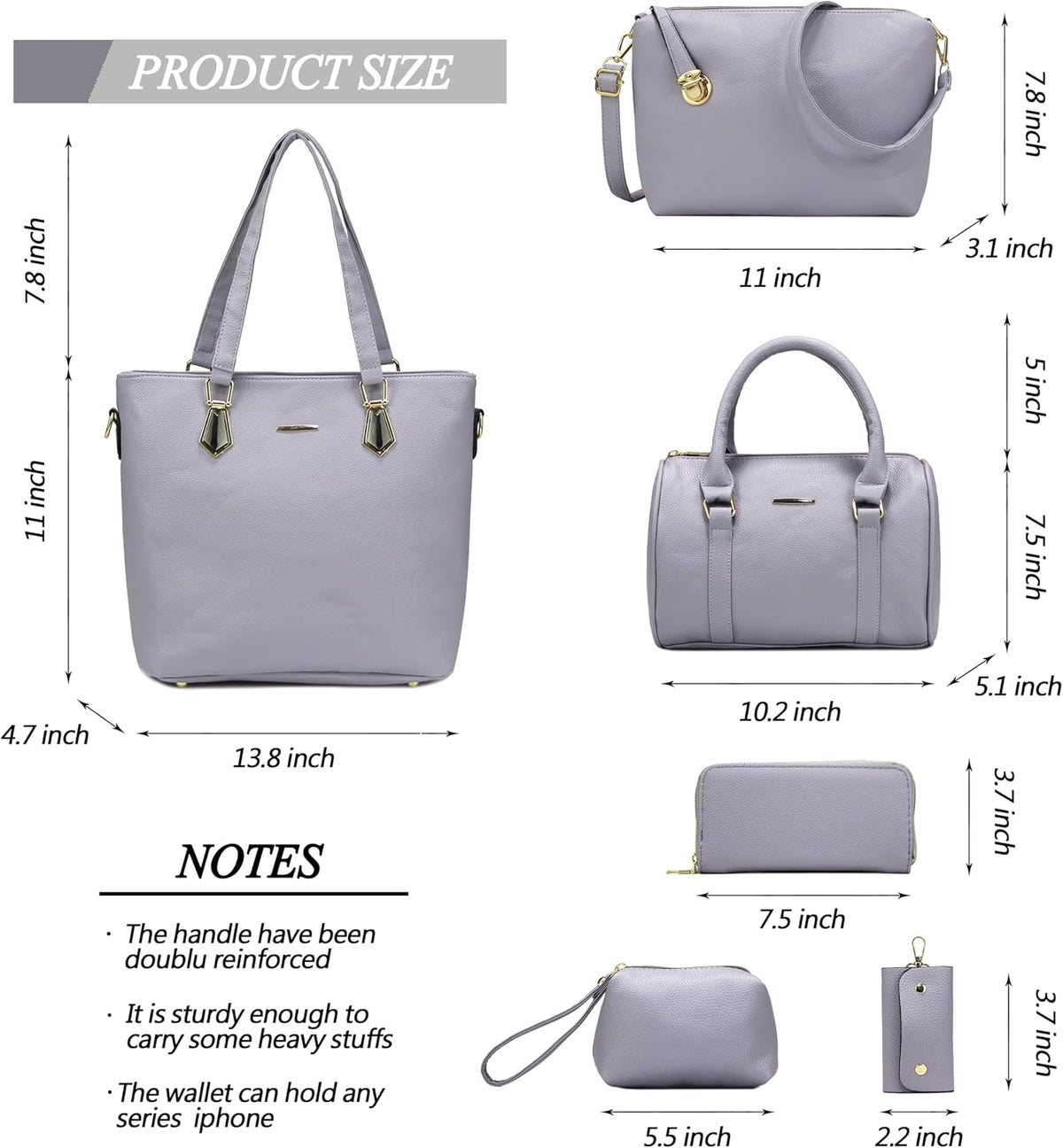 2E-youth Damen Geldbrsen und Handtaschen Set Tragetasche, Umhngetasche