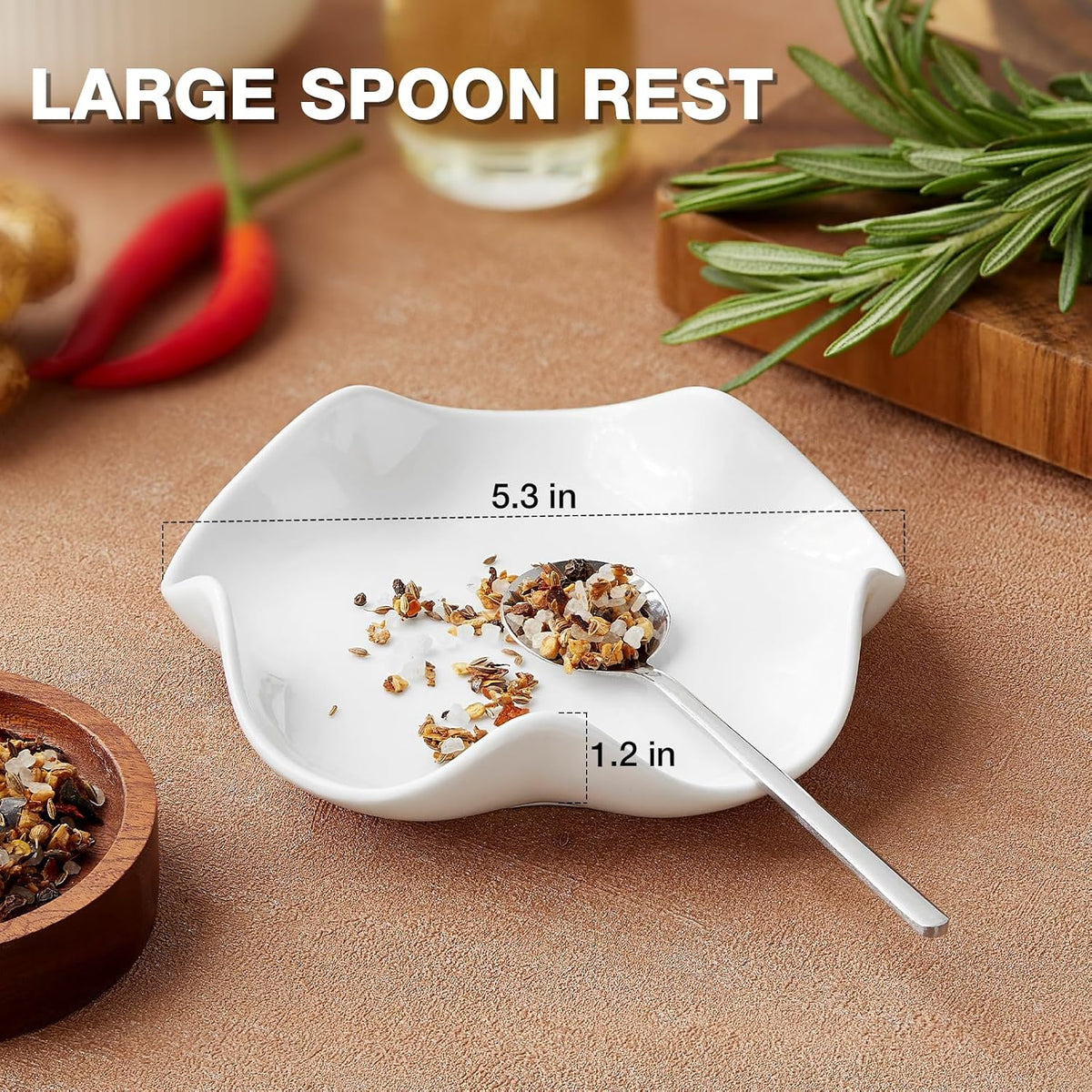 Mfacoy Spoon Rest for Stove Top, 5.3 Inch Ceramic Spoon Holder for Kitchen Counter, Coffee Spoon Holder, Cooking Utensil Rest for Spoons, Ladles, Tong, Heat-Resistant Spoon Rest, Housewarming Gifts