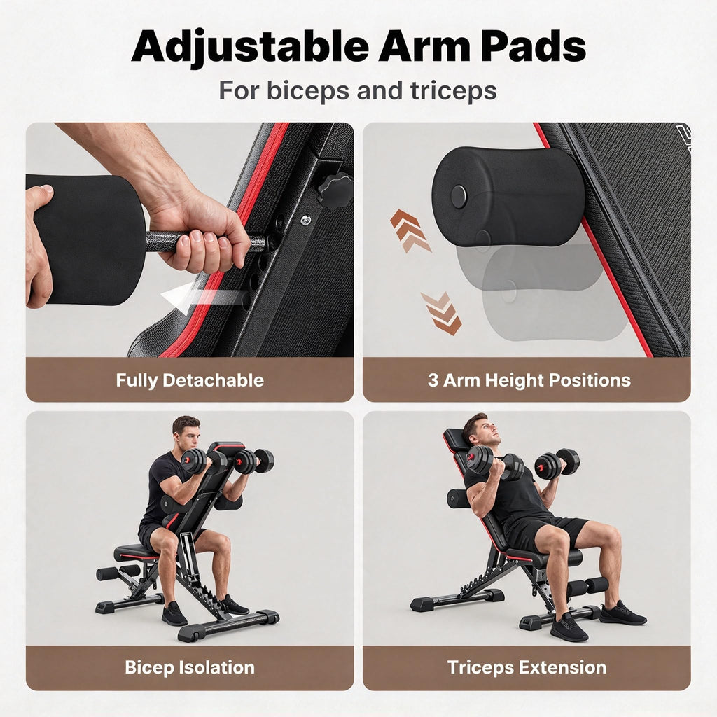 YOLEO Adjustable Weight Bench, ASTM-Certified 827LBS
