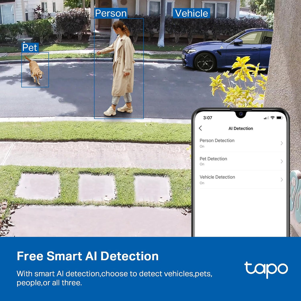 Tapo 2K Indoor/Outdoor Dual Lens Pan/Tilt Wired Security Camera, C246D