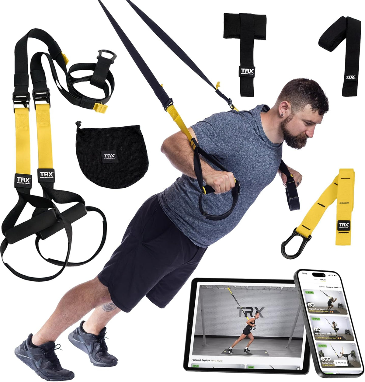 TRX All-In-One Home Gym System – Complete Suspension Training Kit for Strength Training, HIIT & Full-Body Workouts at Home or Outdoors, Includes Indoor & Outdoor Anchors