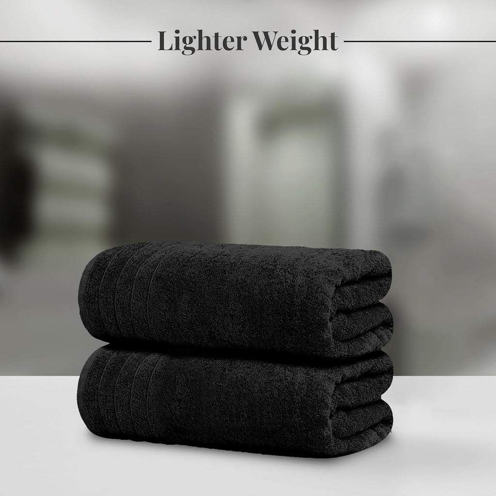 Tens Towels 8 Piece Towel Set, 2 XL Bath, 2 Hand, 4 Washcloth, Black