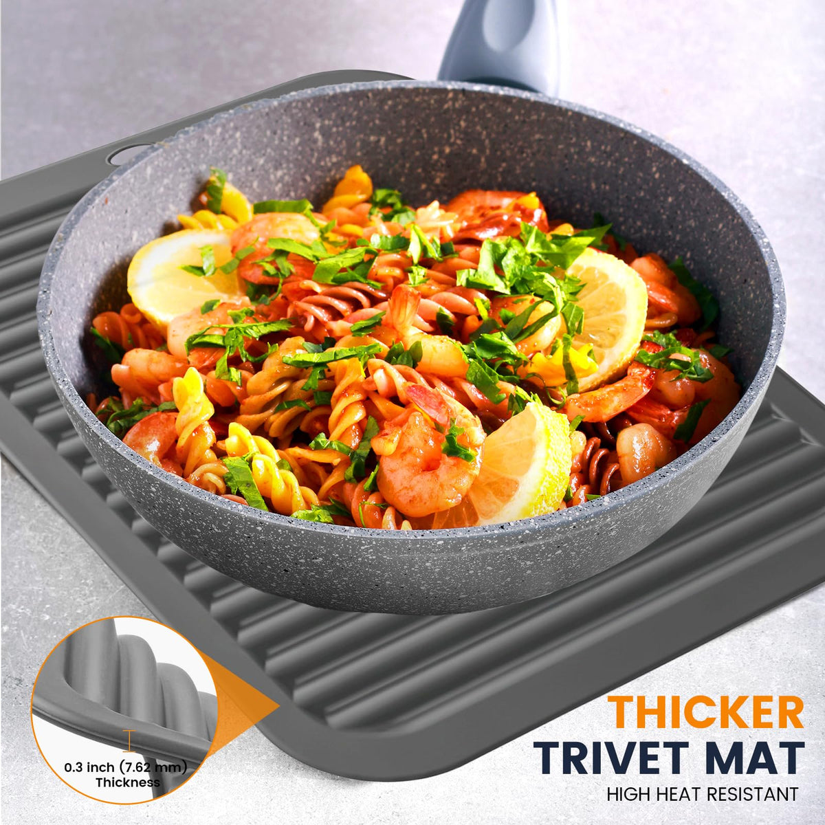 Silicone Trivet Mats 4 Heat Resistant Pot Holders Multipurpose Non-Slip Hot Pads for Kitchen Potholders, Drying mat, Jar Opener, Spoon Holder, Coaster(Dark Grey)