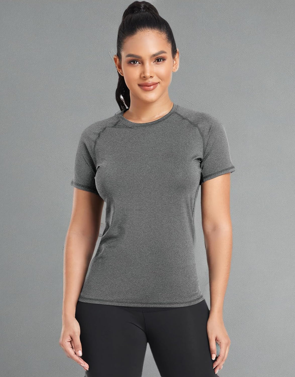 TELALEO 4 Pack Women's Short Sleeve Compression Shirt Workout Tops
