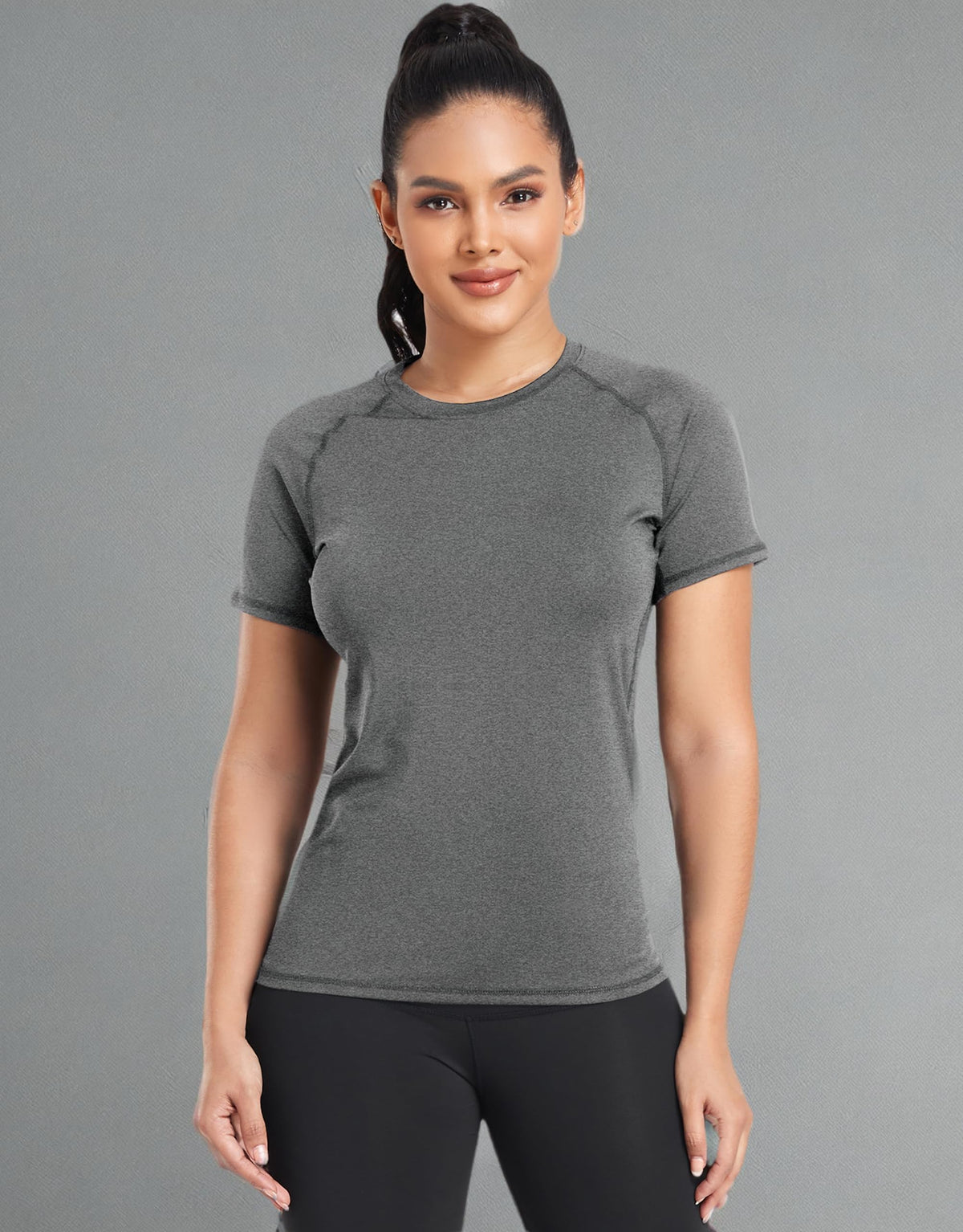 TELALEO 4 Pack Women's Short Sleeve Compression Shirt Workout Tops