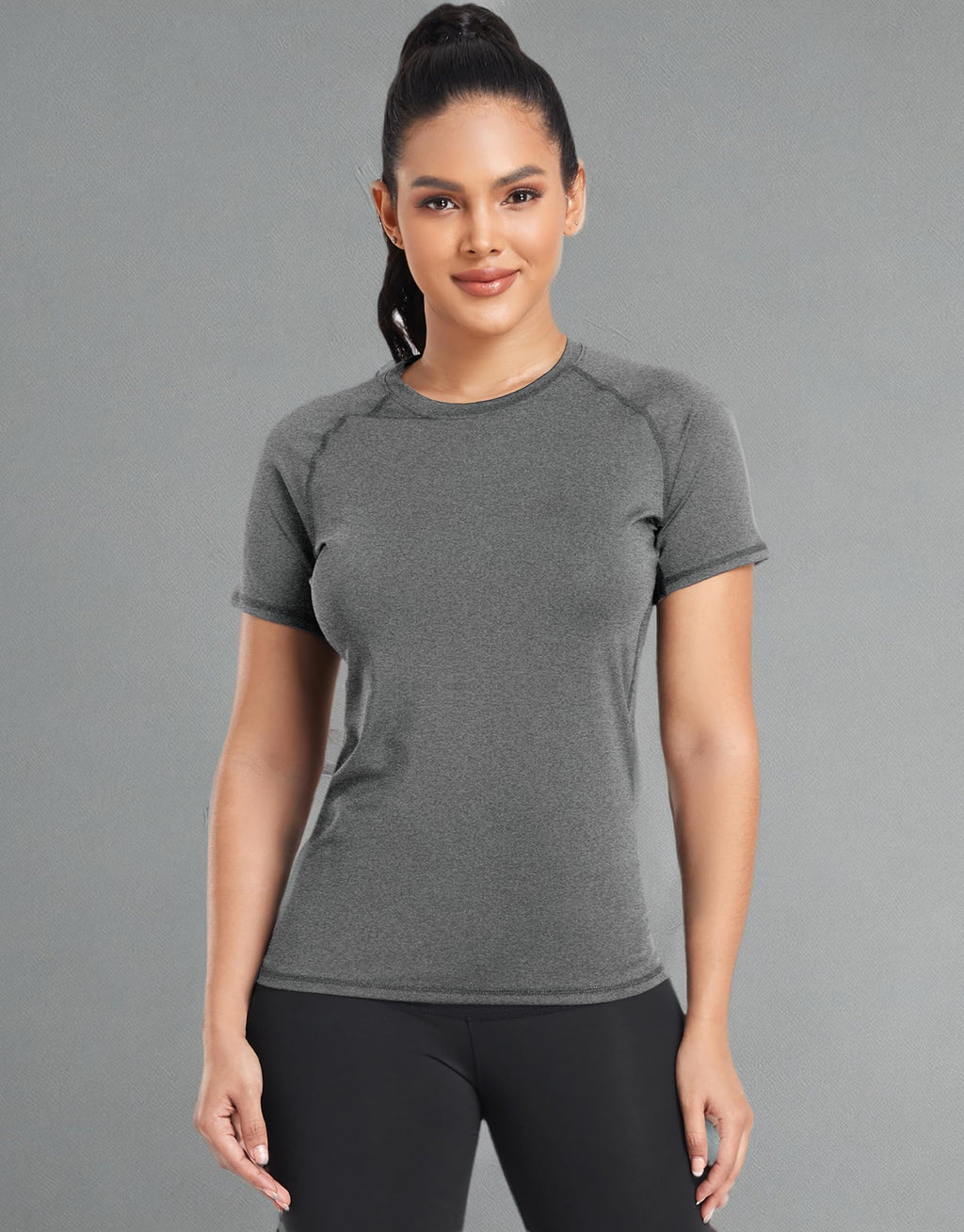 TELALEO 4 Pack Women's Short Sleeve Compression Shirt Workout Tops