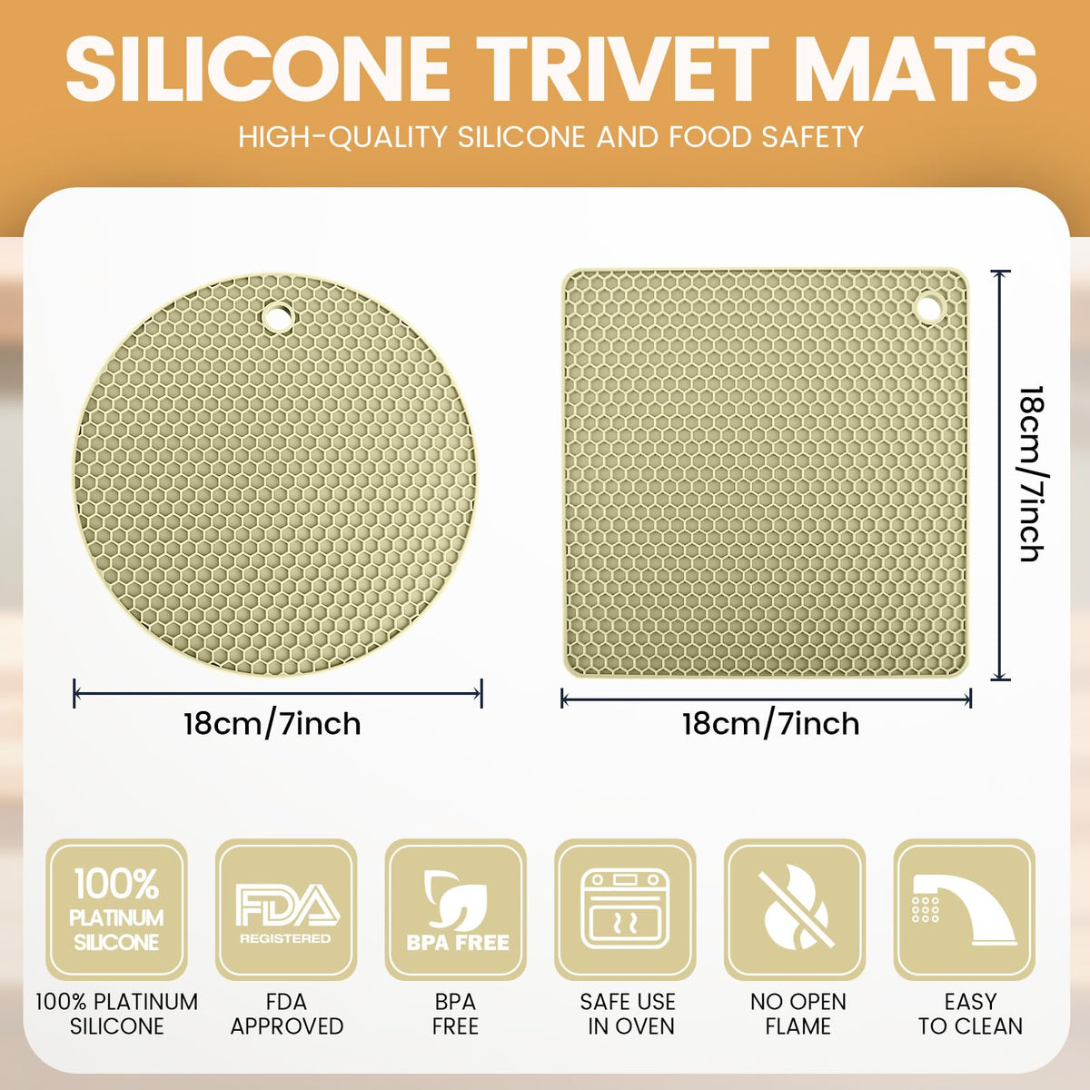 Silicone Trivet Mats 4 Heat Resistant Pot Holders Multipurpose Non-Slip Hot Pads for Kitchen Potholders, Drying mat, Jar Opener, Spoon Holder, Coaster(Dark Grey)