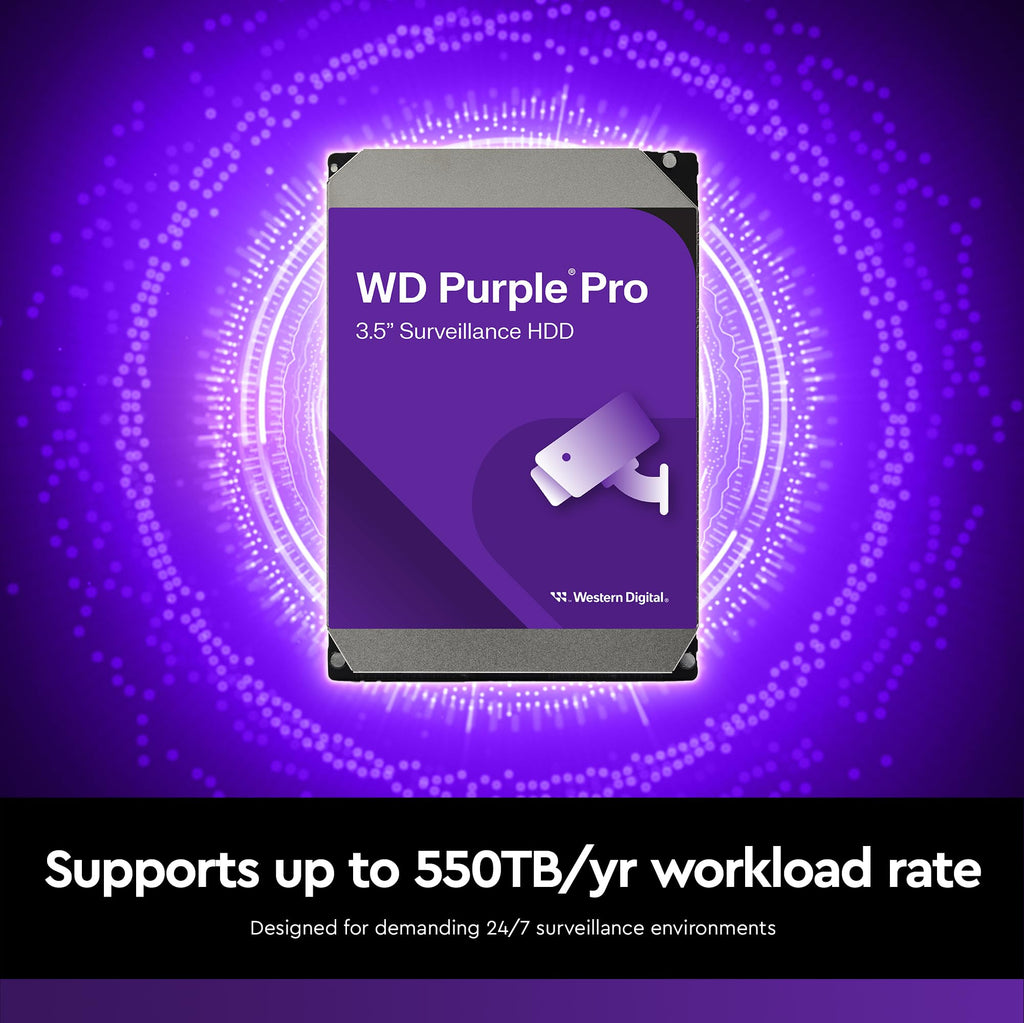 Western Digital 2TB WD Purple Surveillance Internal Hard Drive HDD, CMR, SATA 6 Gb/s, 64 MB Cache, 3.5" - WD23PURZ