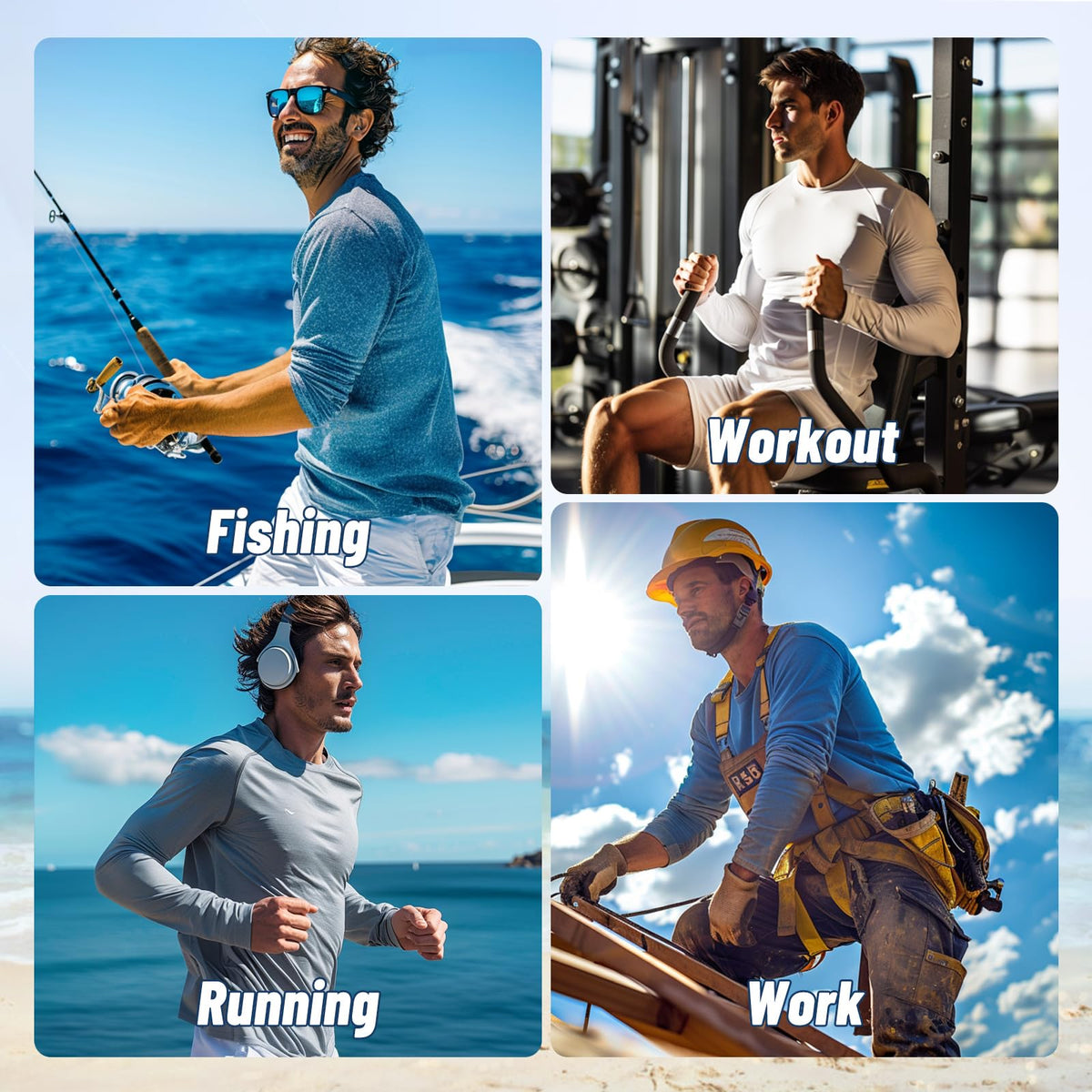 3 Pack Long Sleeve Shirts for Men Sun Protection Quick Dry Workout T Shirts