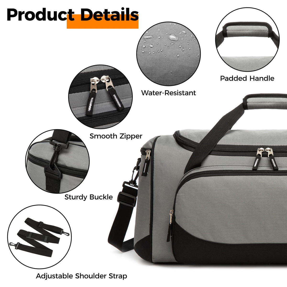 Gym Bag for Men & Women - 50L Large Duffle Bag for Travel, Black