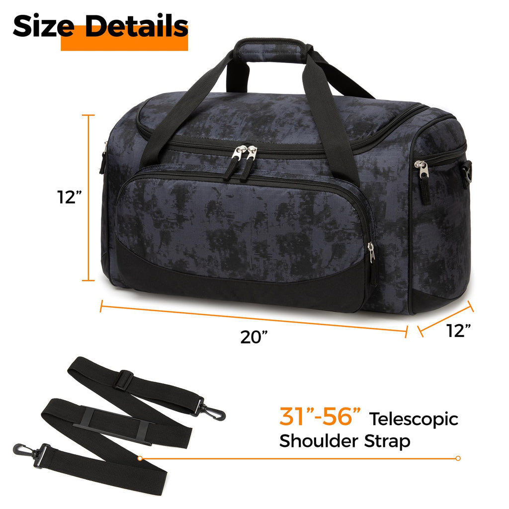 Gym Bag for Men & Women - 50L Large Duffle Bag for Travel, Black