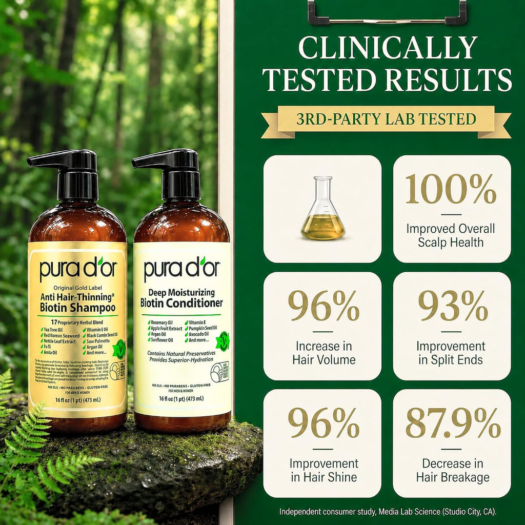 PURA D'OR Apple Cider Vinegar Shampoo & Conditioner Clarifying Set, 16oz x2