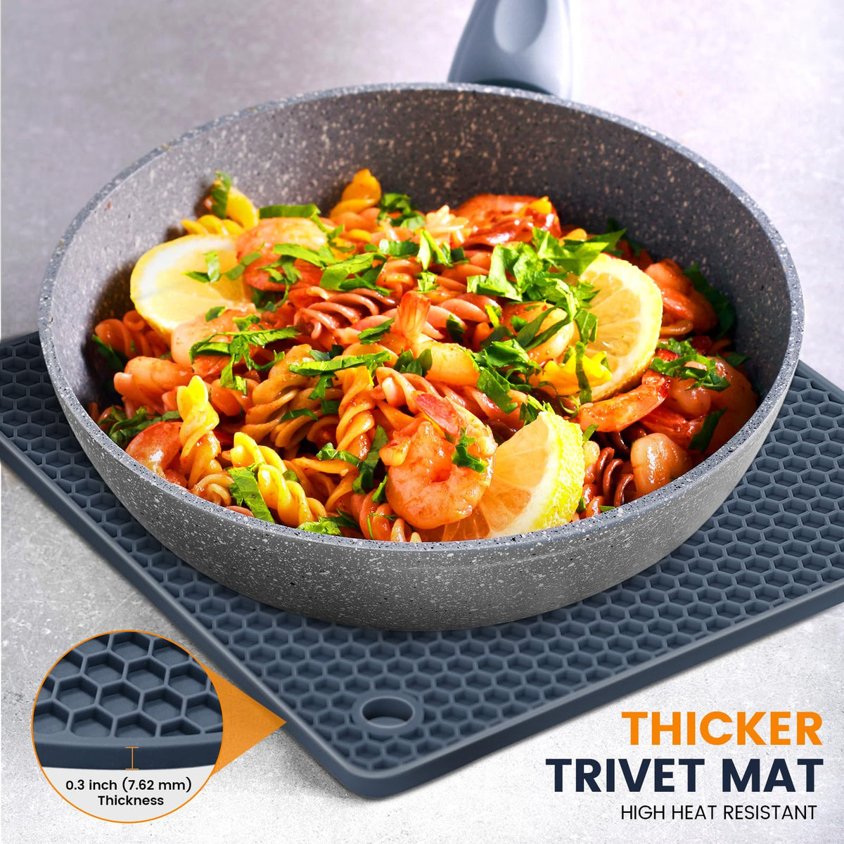Silicone Trivet Mats 4 Heat Resistant Pot Holders Multipurpose Non-Slip Hot Pads for Kitchen Potholders, Drying mat, Jar Opener, Spoon Holder, Coaster(Dark Grey)