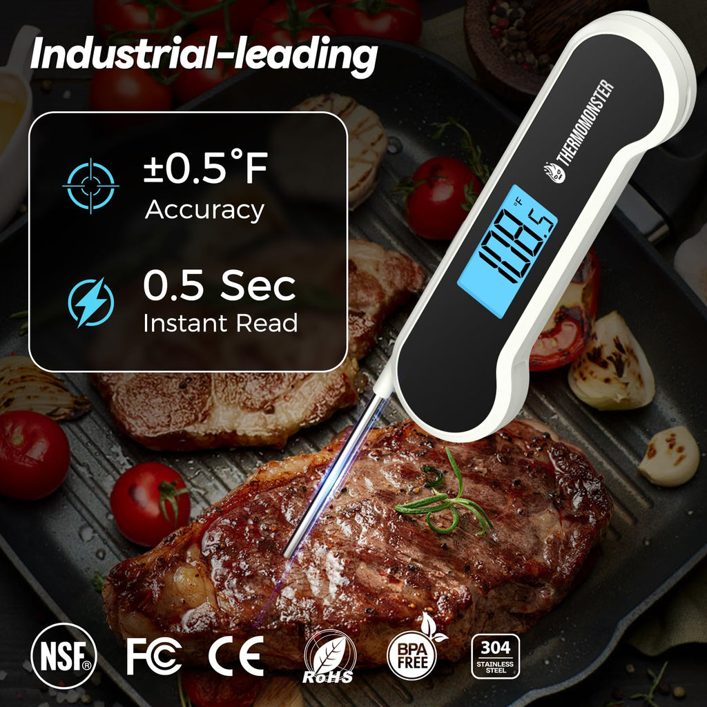 0.5 Sec Instant Read Meat Thermometer Digital for Cooking, Red
