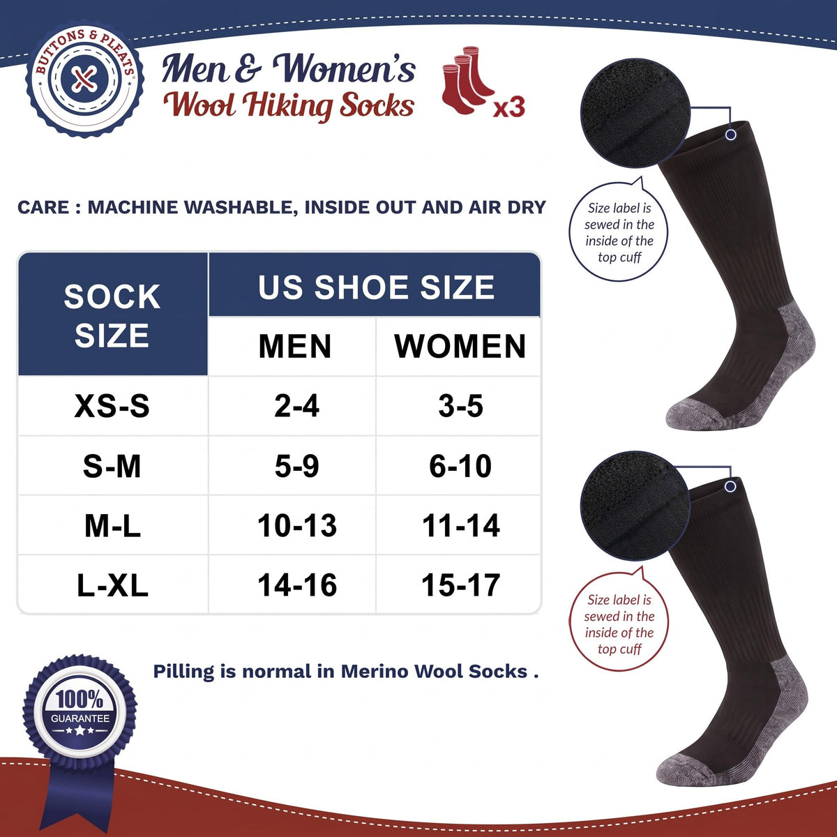 Wool Socks for Men & Women Merino Thermal Warm Cozy Winter Boot Sock