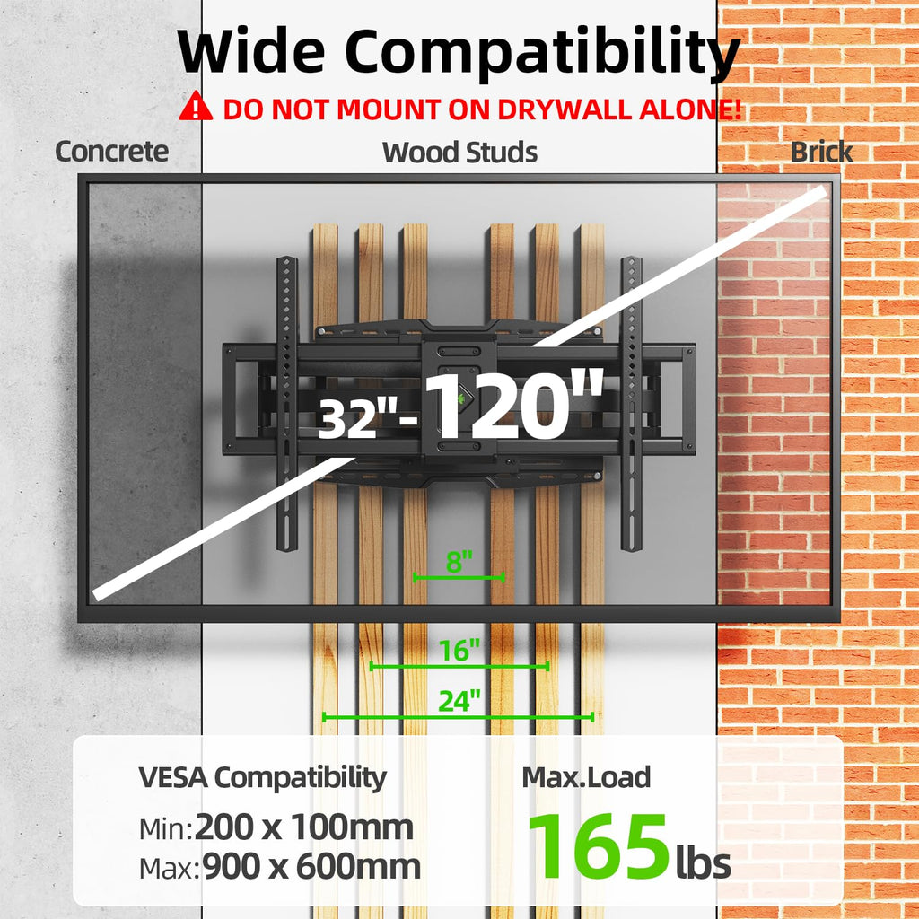 USX MOUNT Full Motion TV Wall Mount for Large TVs 42-97 Inch up to 150 lbs