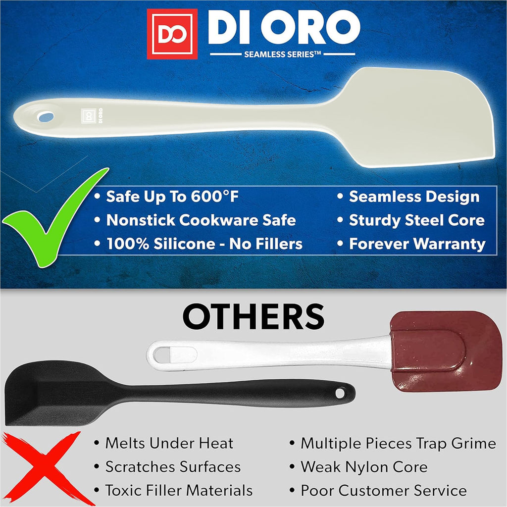 DI ORO Silicone Spatula Set - 600F Heat Resistant, 3-Pc Black