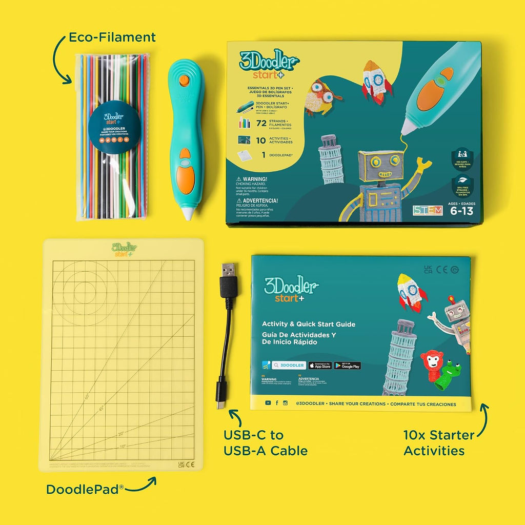 3Doodler Start+ Essentials 3D Pen Set for Kids, Easy to Use, Learn from Home Art, Educational STEM Toy for Boys & Girls Ages 6+