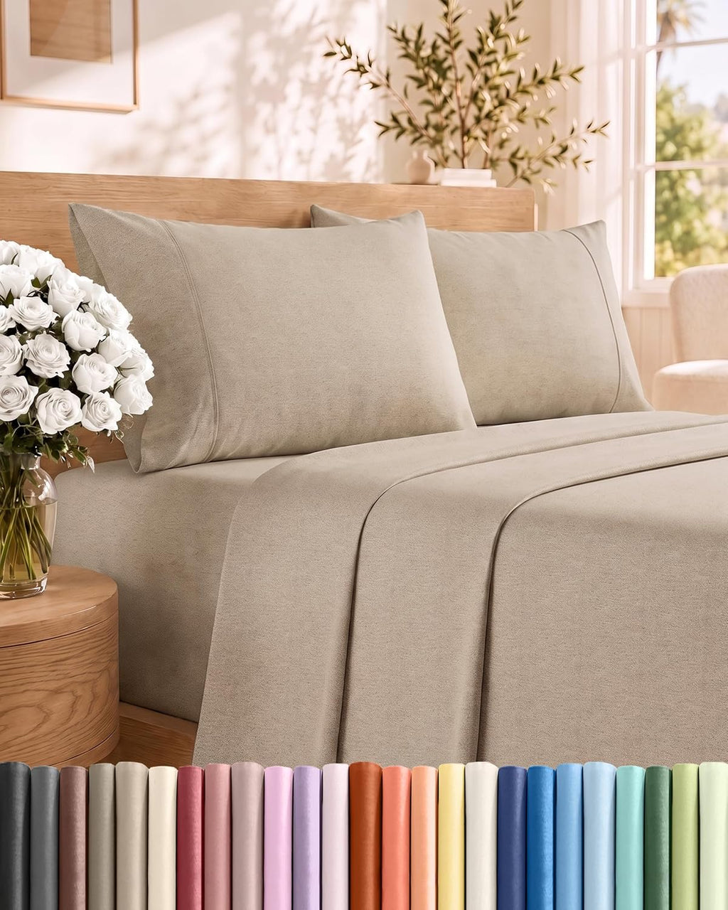 Short Queen Size 4 Piece Bed Sheet Set - RV Short Queen Sheets - Dark Grey