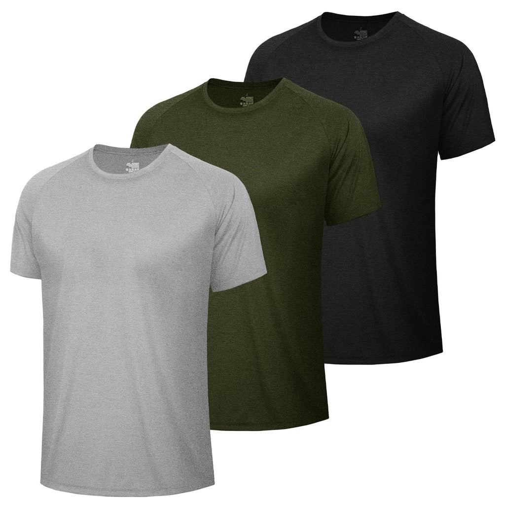 3 Pack Workout Mens Shirts Gym Quick Dry Moisture Wicking T Shirts（S-6XL）