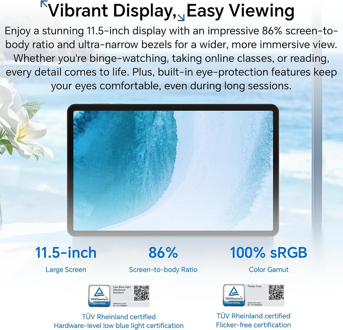 HONOR PAD X9a, 11.5" HONOR Fullview Display, 8300mAh Long Life, Thin Metal Design, Grey, WIFI
