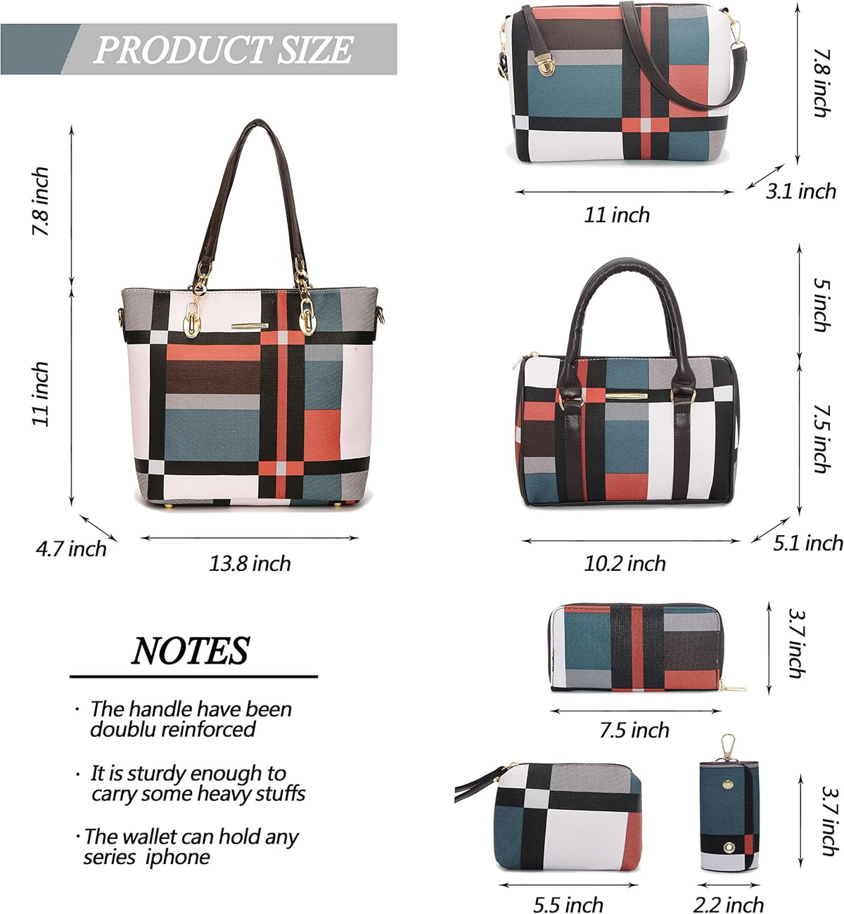 2E-youth Damen Geldbrsen und Handtaschen Set Tragetasche, Umhngetasche