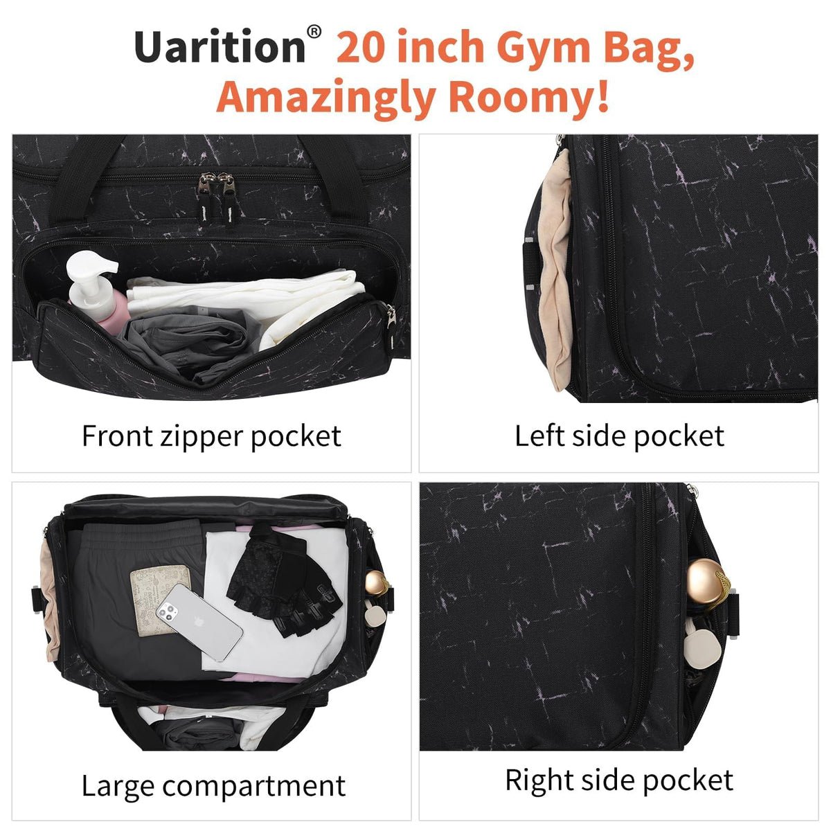 Gym Bag for Men & Women - 50L Large Duffle Bag for Travel, Black