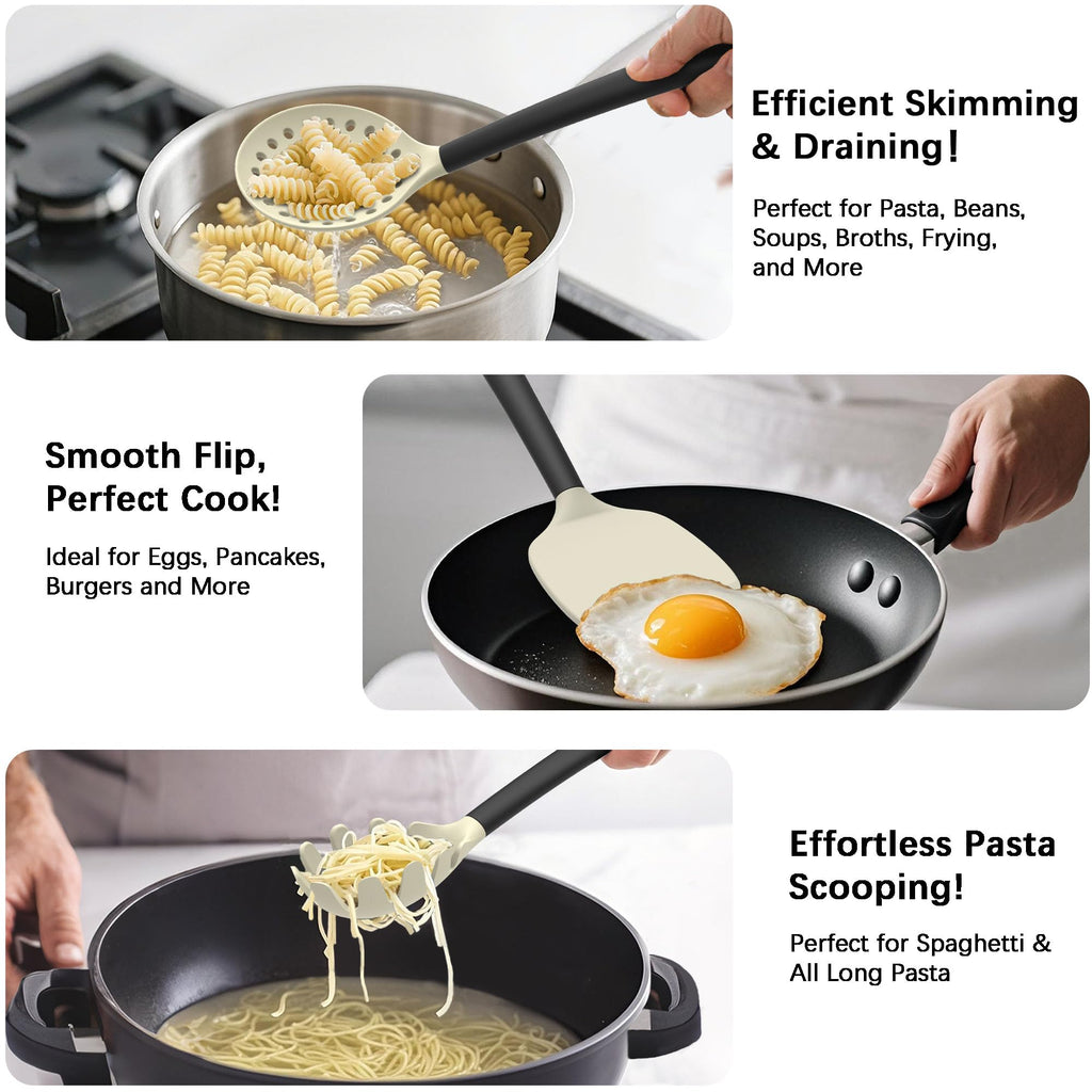 Silicone Kitchen Cooking Utensils Set, Heat Resistant, 14-Piece