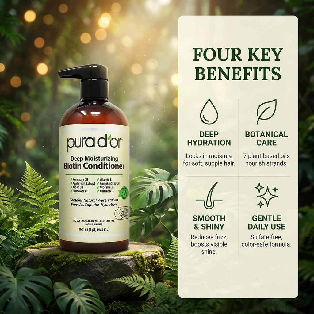 PURA D'OR Apple Cider Vinegar Shampoo & Conditioner Clarifying Set, 16oz x2