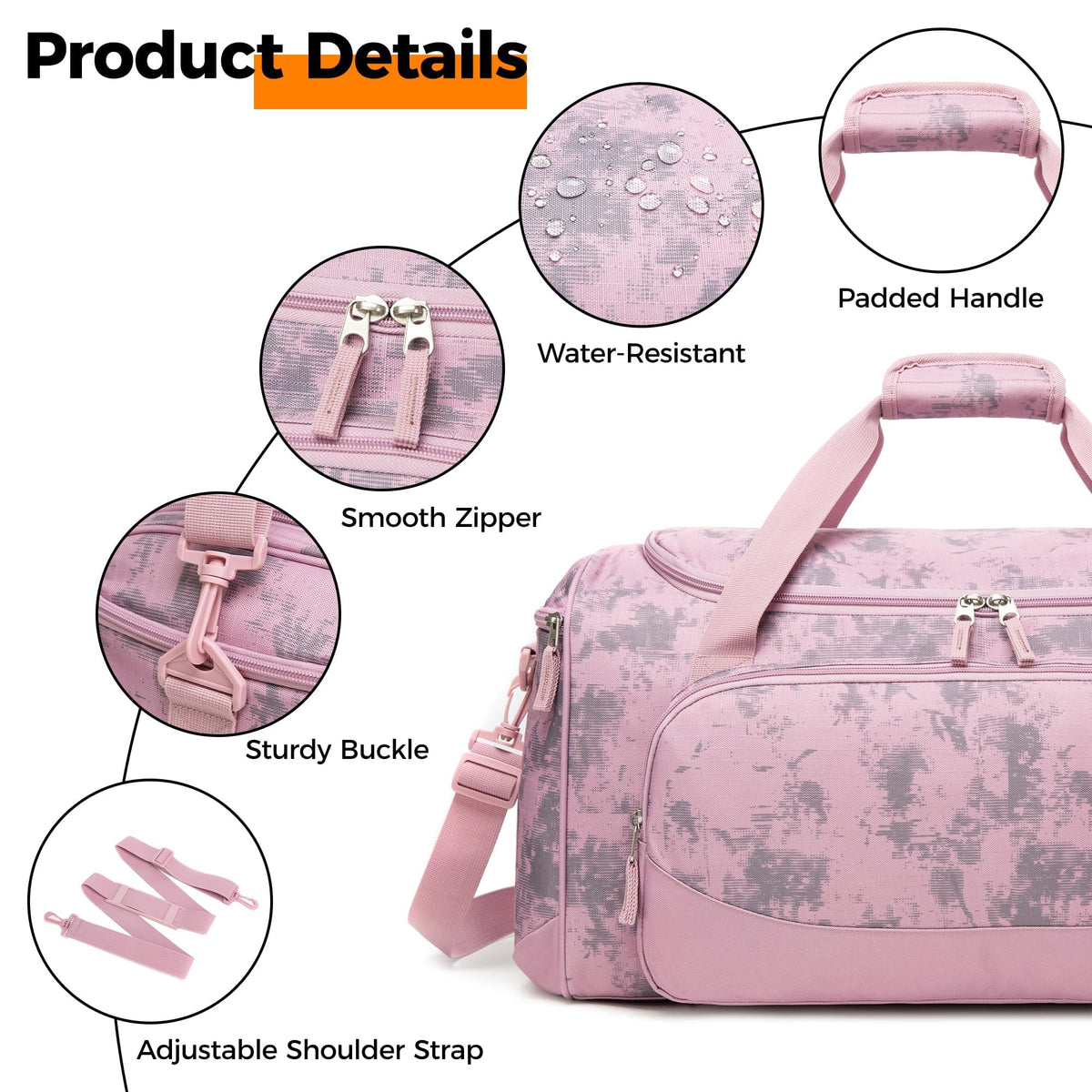 Gym Bag for Men & Women - 50L Large Duffle Bag for Travel, Black
