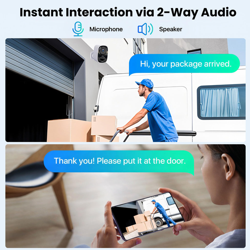 2026 Upgraded 2K Security Cameras Wireless Outdoor, Free Cloud Storage, 1-6 Months Battery Life, Waterproof, 2-Way Talk, AI Motion Detection Spotlight Siren Alarm Cameras for Home Security