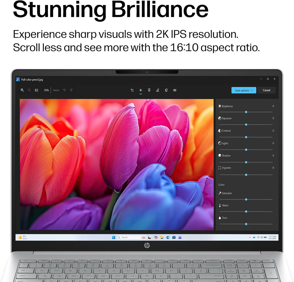 HP OmniBook 3 16 inch Laptop PC, 2K Touchscreen, AMD Ryzen 5 40, 8 GB RAM, 512 GB SSD, AMD Radeon 610M GPU, Windows 11 Home, Glacier Silver, 16-by0499nr