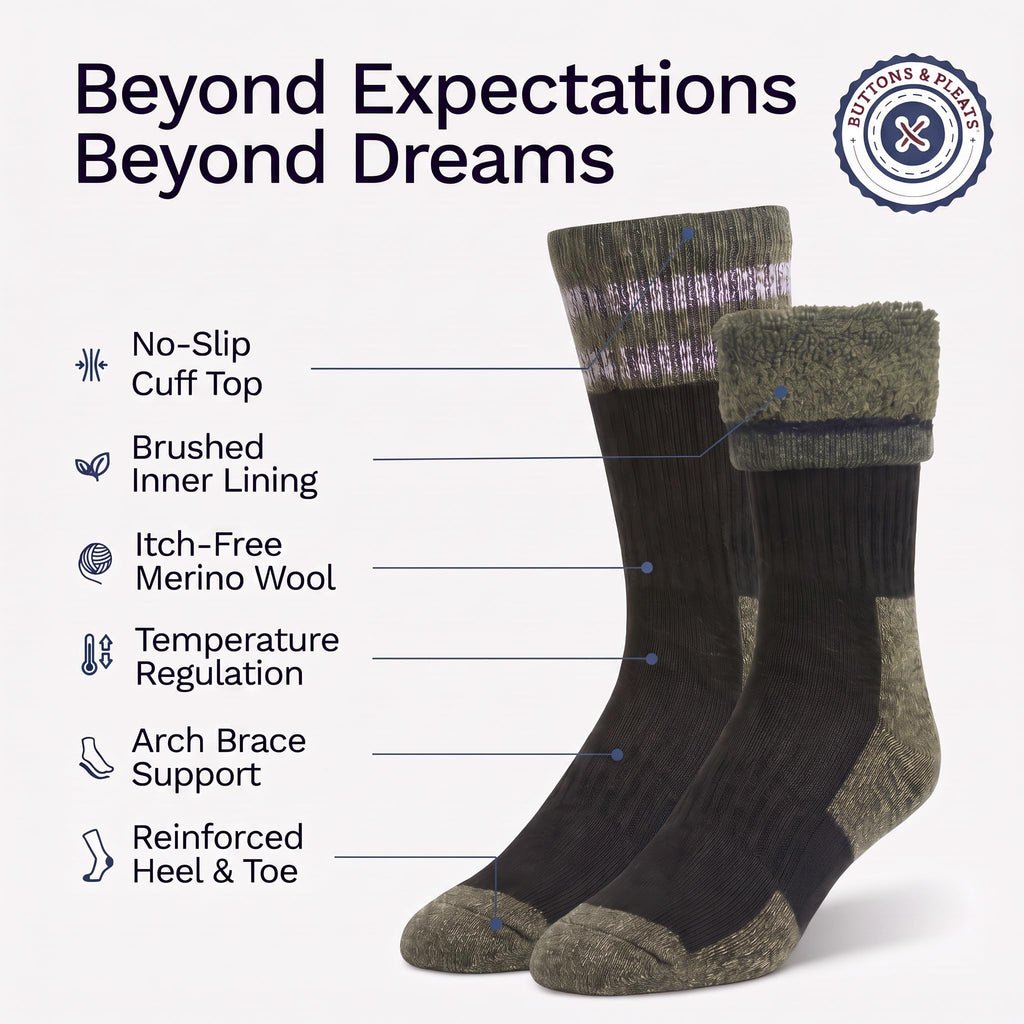 Wool Socks for Men & Women Merino Thermal Warm Cozy Winter Boot Sock