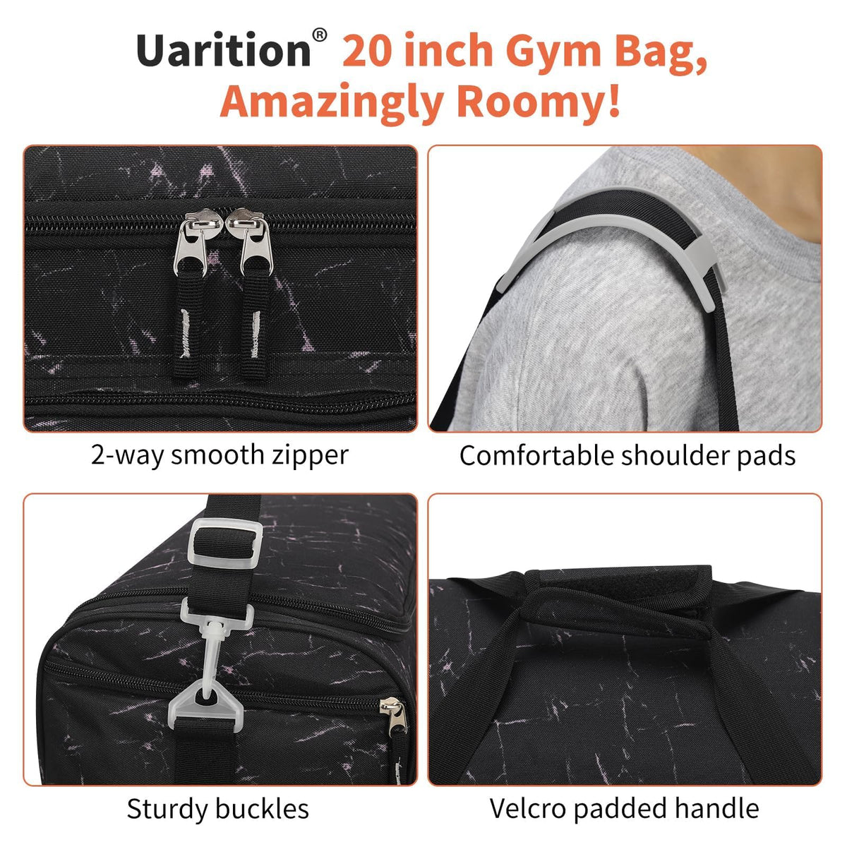 Gym Bag for Men & Women - 50L Large Duffle Bag for Travel, Black
