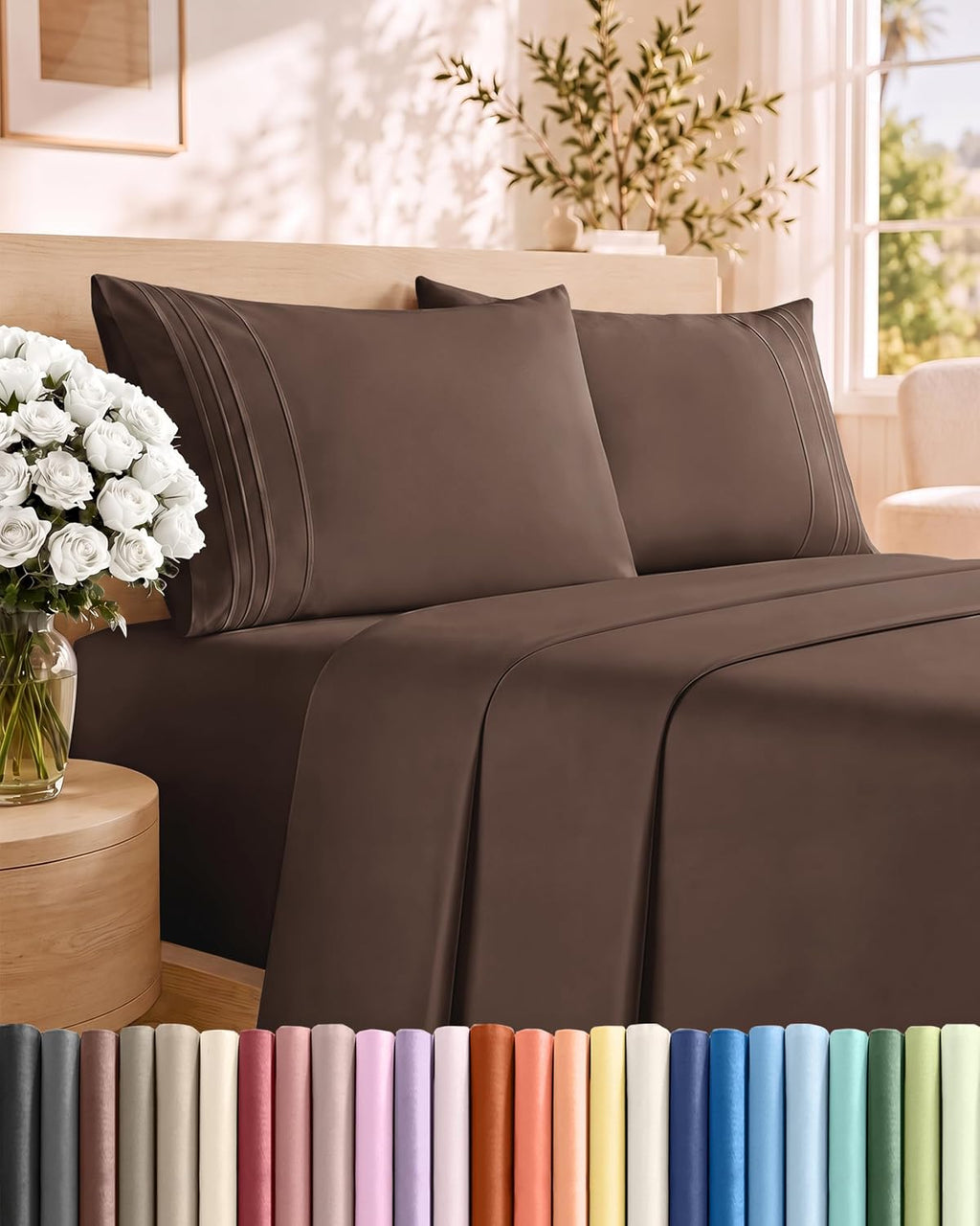 Short Queen Size 4 Piece Bed Sheet Set - RV Short Queen Sheets - Dark Grey