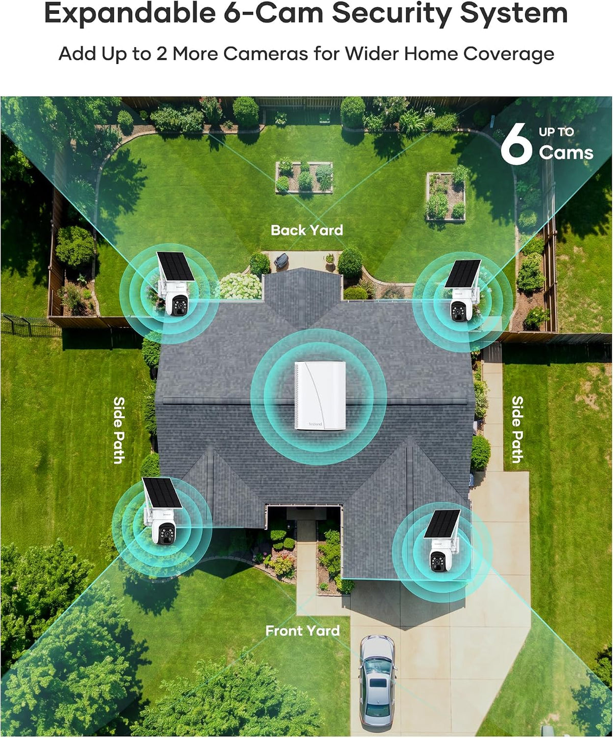 firstrend 2K QHD Solar Security Cameras Wireless Outdoor, Solar Powered