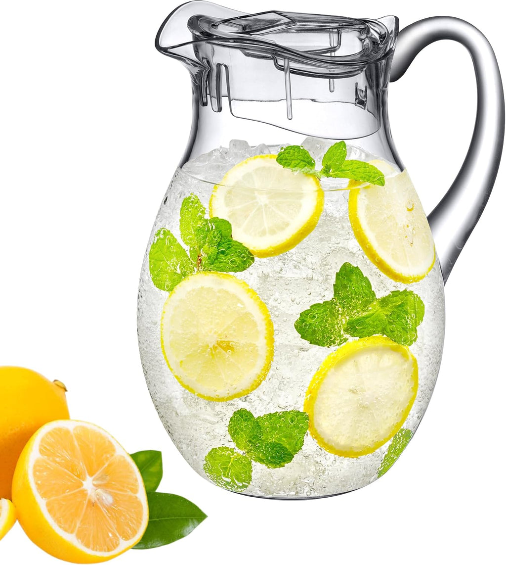 Bubbly - Plastic Pitcher (64 oz, 2 Quart), Clear Water Pitcher with Lid, Fridge Jug, BPA-Free, Shatter-Proof, Great for Iced Tea, Sangria, Lemonade, Juice, Milk, and More