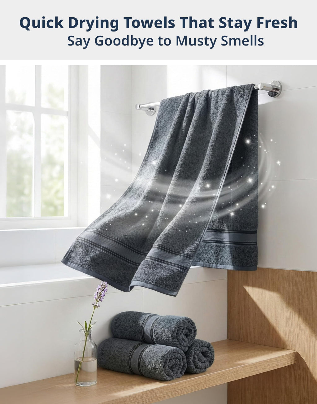 LANE LINEN Bath Towel Set 100% Cotton 18 Piece Soft Absorbent - Grey