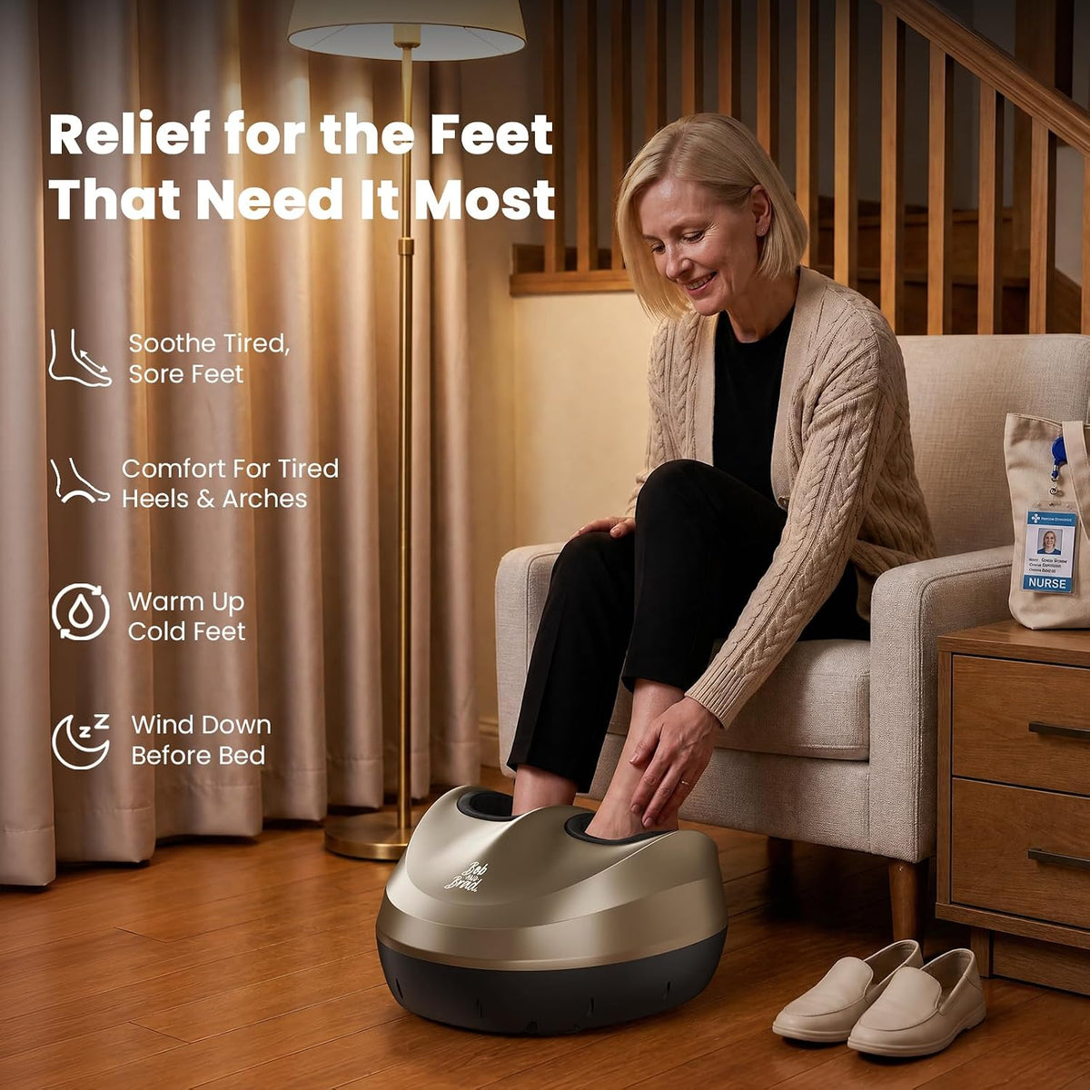 BOB AND BRAD Foot Massager Machine with Heat, FSA Eligible HSA Shiatsu Foot Massager for Plantar Fasciitis & Neuropathy with Kneading & Compression, Cordless Remote Control, Gift for Family, Size 14