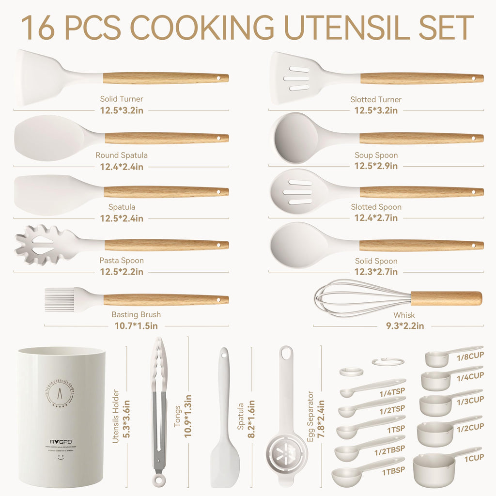 Silicone Kitchen Utensils Set, Heat-Resistant Cooking Utensils, BPA-Free