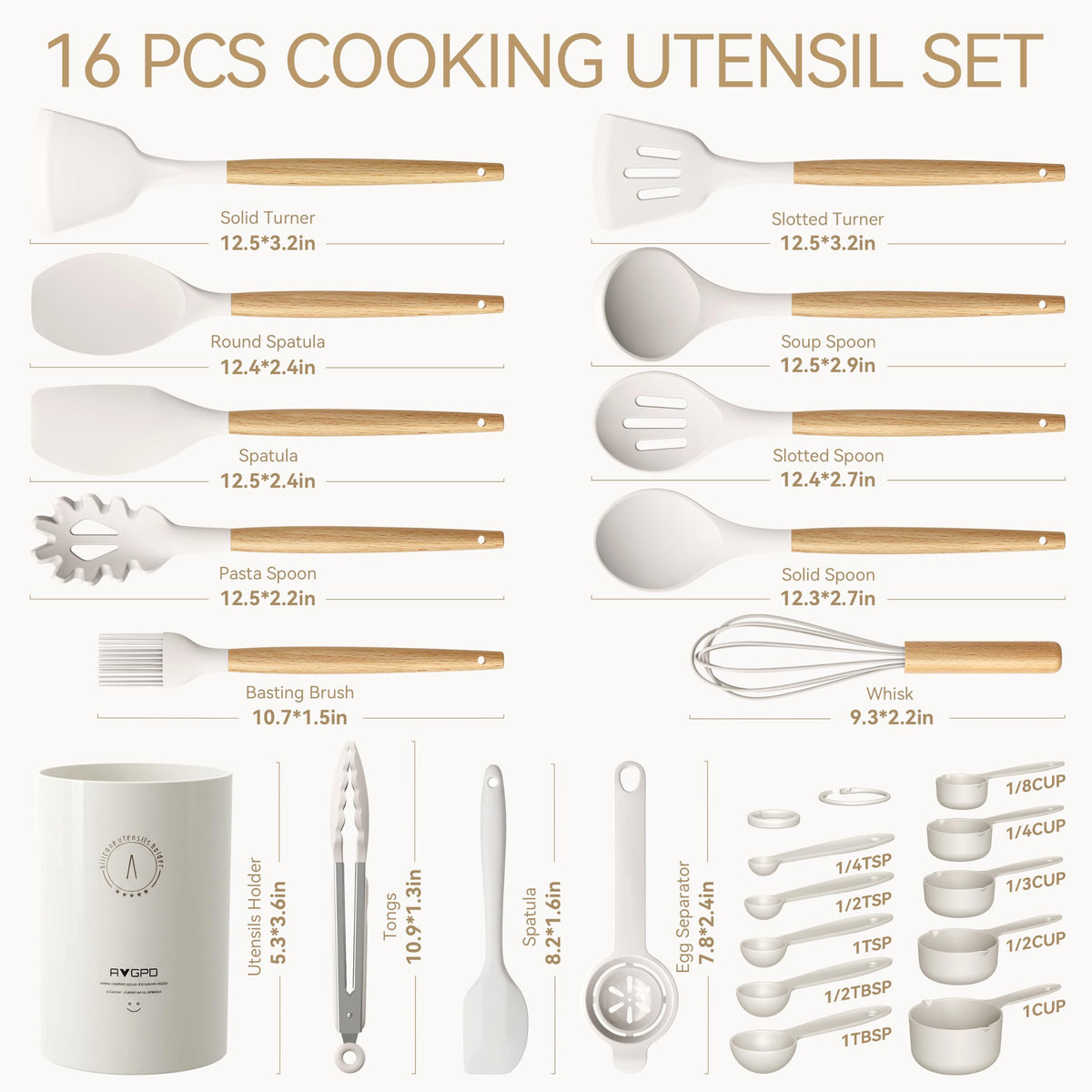 Silicone Kitchen Utensils Set, Heat-Resistant Cooking Utensils, BPA-Free