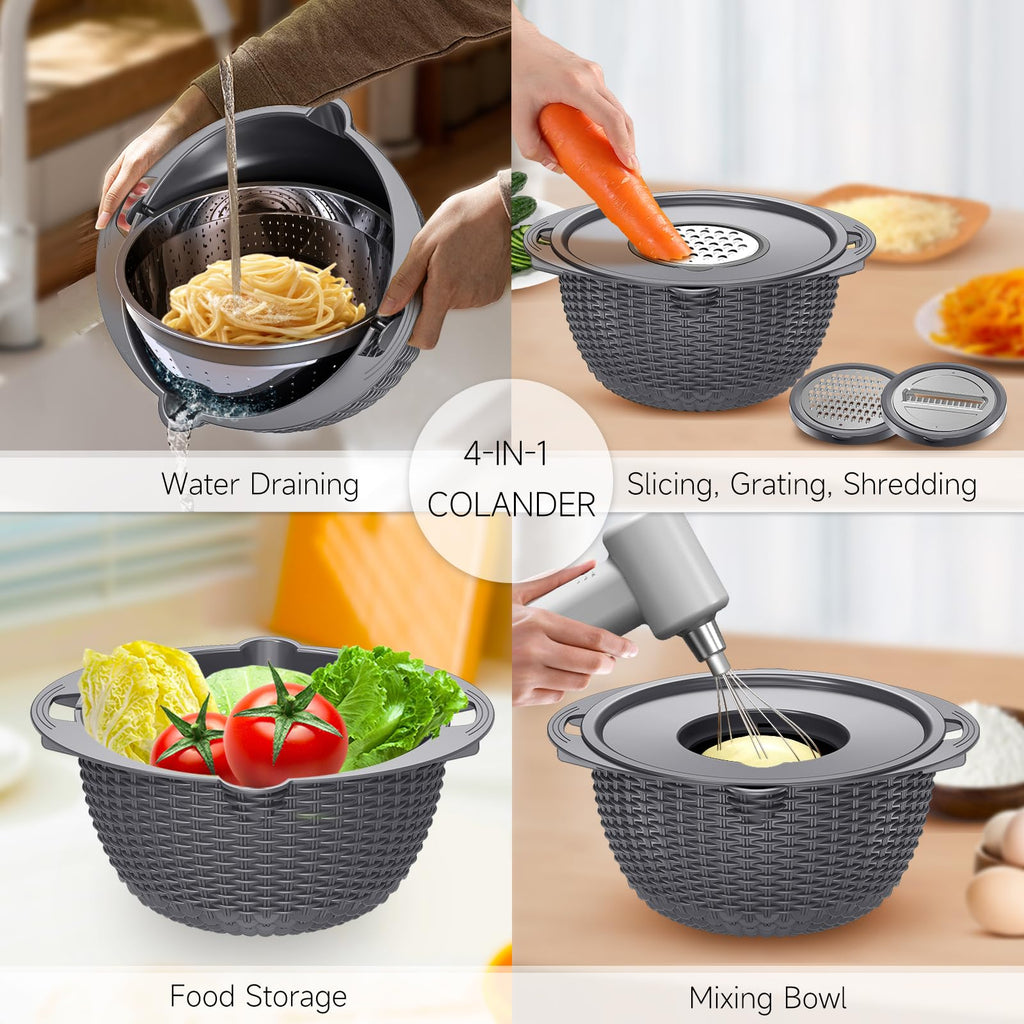 Over the Sink Colander - Strainers and Colanders - Sink Strainer Basket - Expandable Fine Mesh Strainer with Rubber Grip for Veggie, Fruits, Pasta, Home Kitchen Essentials (9.5W x 13.4-21.3L x 3.3H)
