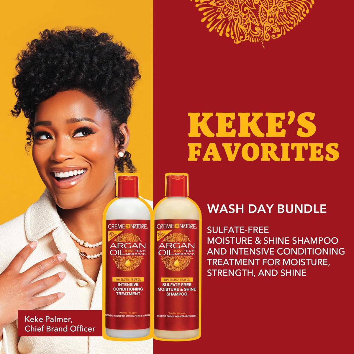 Creme of Nature Curly Hair Argan Oil Shampoo & Conditioner Set, 2-Pack