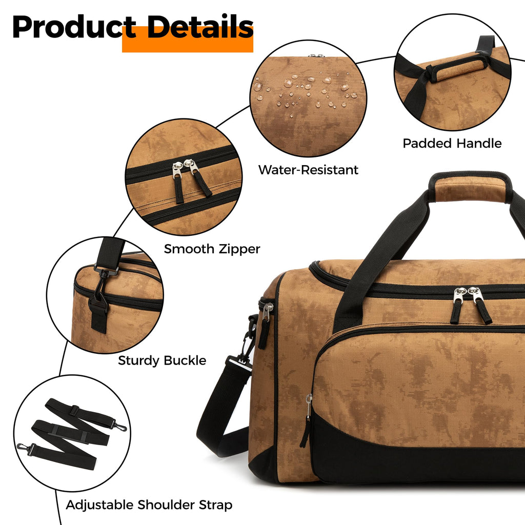 Gym Bag for Men & Women - 50L Large Duffle Bag for Travel, Black