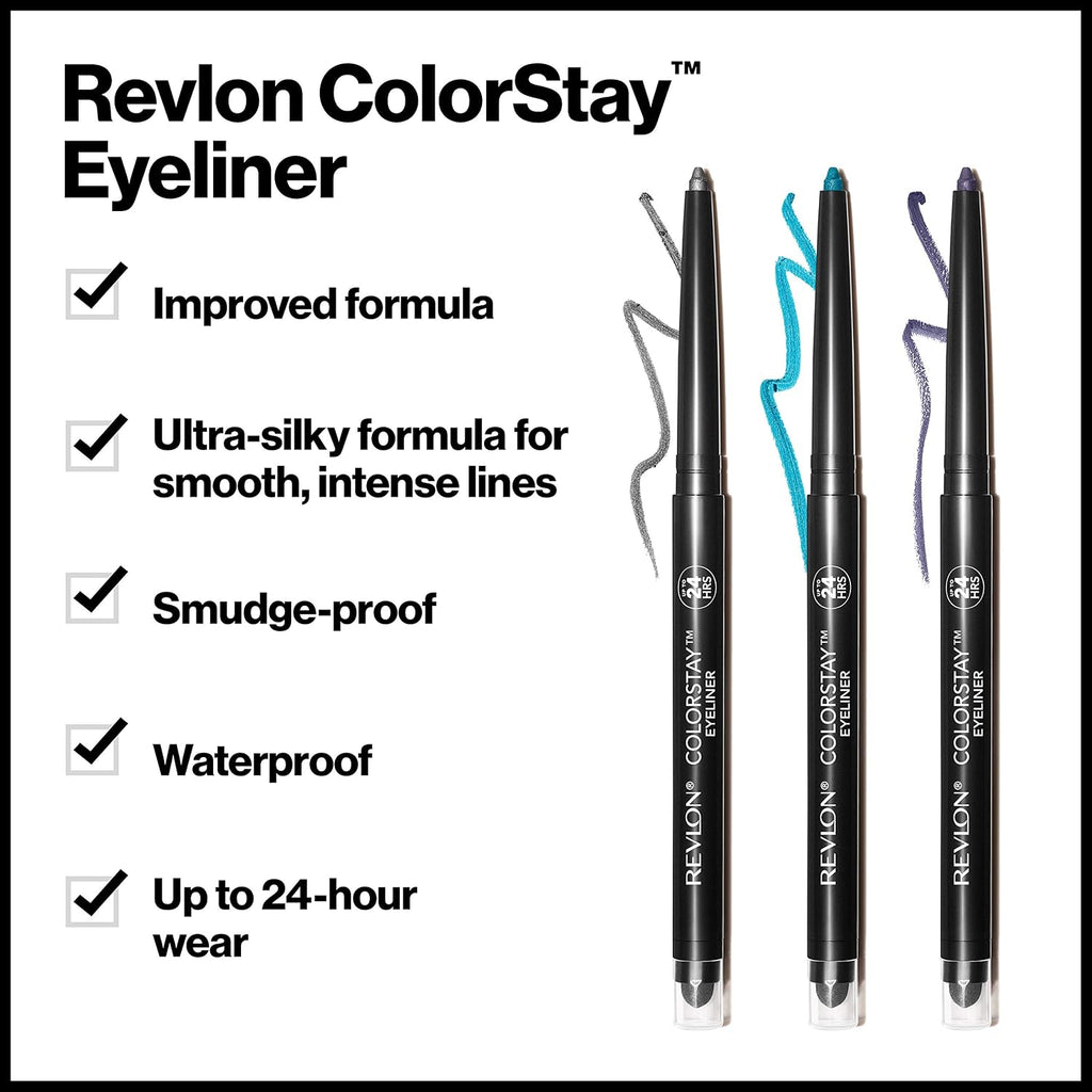 Revlon ColorStay Pencil Waterproof Eyeliner, 201 Black, 2 pack