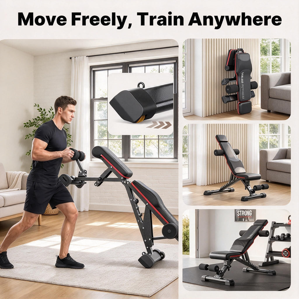 YOLEO Adjustable Weight Bench, ASTM-Certified 827LBS