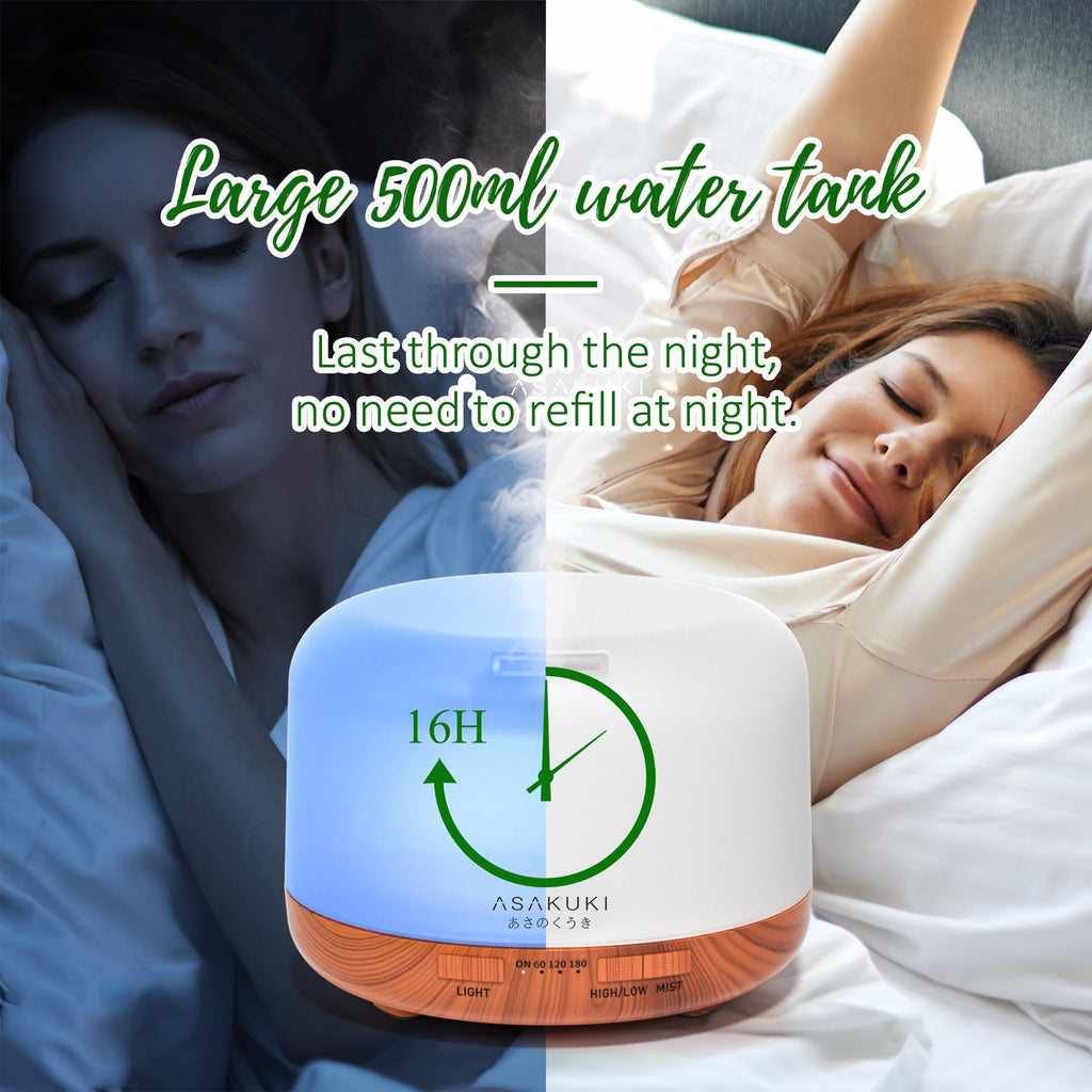 ASAKUKI Essential Oil Diffuser for Home, 500ML Aromatherapy Humidifier