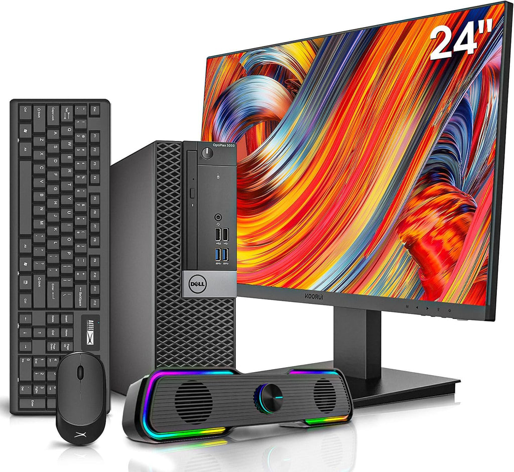 Dell OptiPlex 5050 Desktop Computers with 24" Monitor PC Bundle,Intel i7-6700 3.4GHz,32GB DDR4 Ram New 512GB M.2 NVMe SSD,Intel AX200 Built-in WiFi 6,Bluetooth 5.2,HDMI,Windows 11 Pro (Renewed)